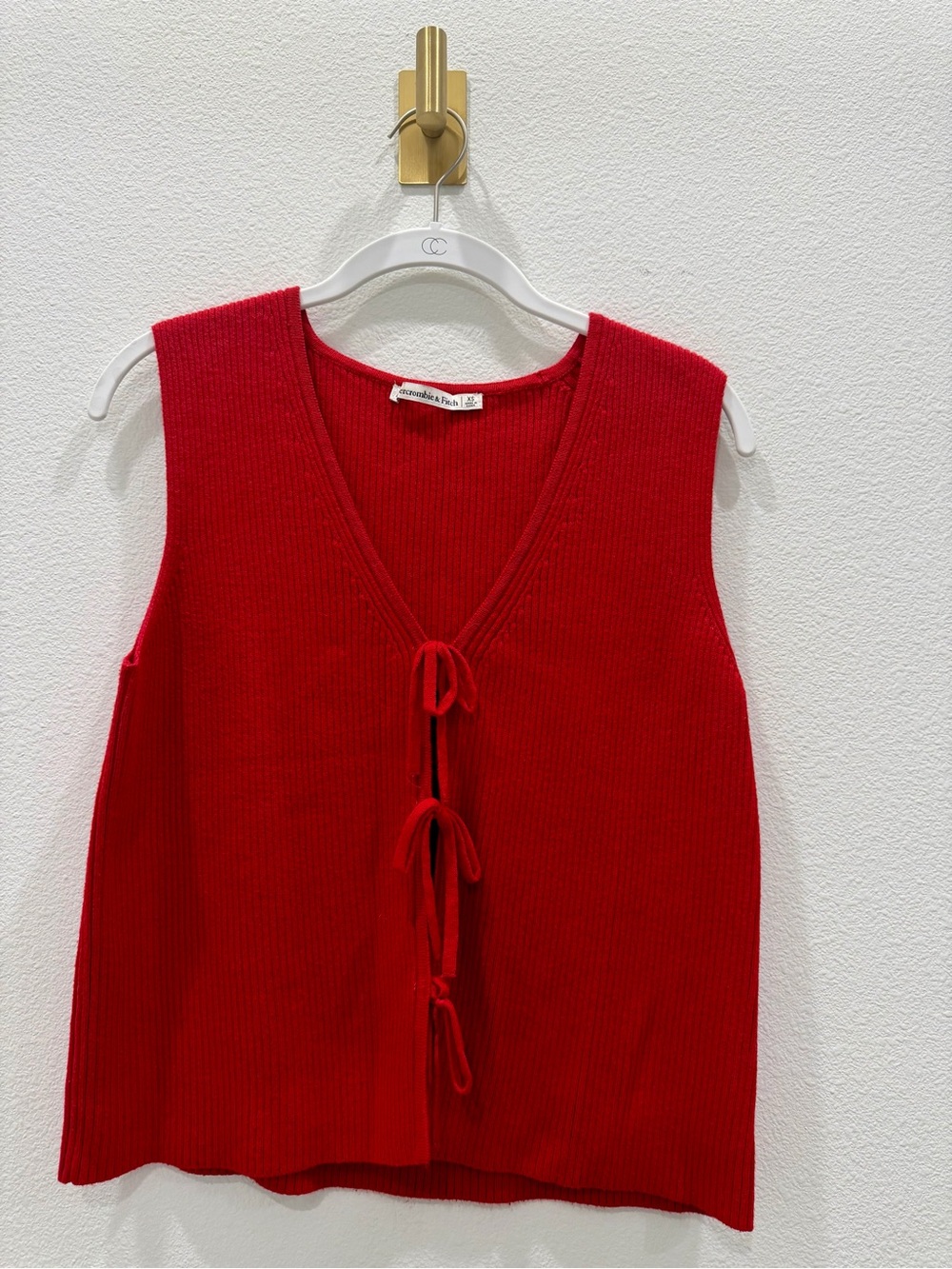 Abercrombie & Fitch Red Ribbed Knit Vest